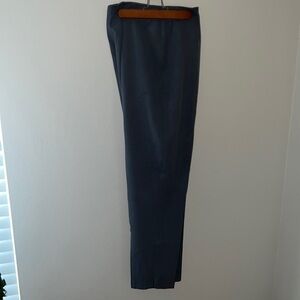 HALSTON Lifestyle herringbone 100% silk side zip flat front slim pants Sz16